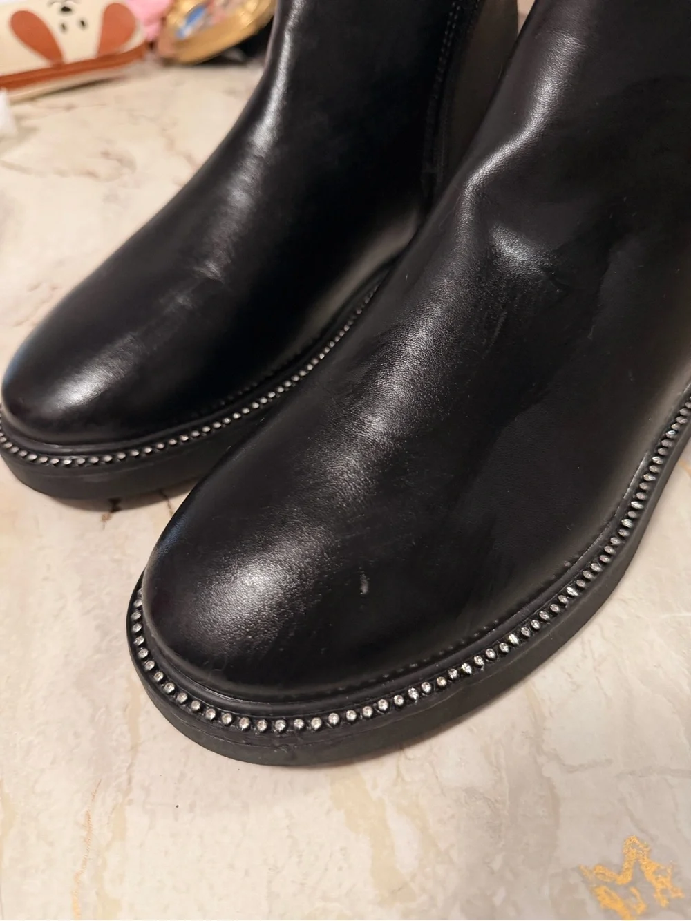Zara Black Leather Chukka Boots with Studded Sole